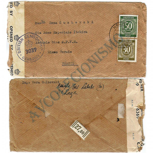 AV9509 - Envelope circulado - ALEMANHA-BRASIL - Censurado - 1947 - 2ª Guerra Mundial