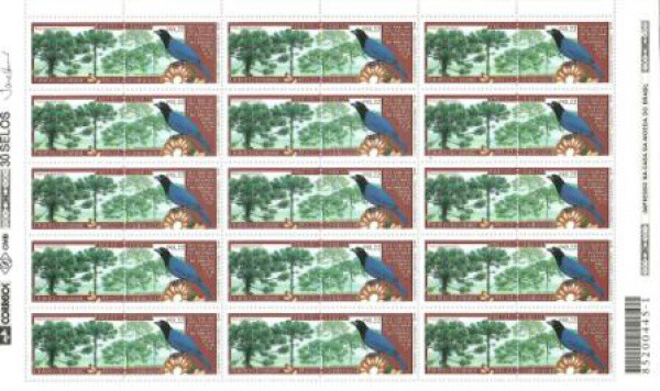 AV9643 - SCF2138 - Folha completa - Preservação da Fauna e da Flora - Pinheiro-do-Paraná e Gralha-Az