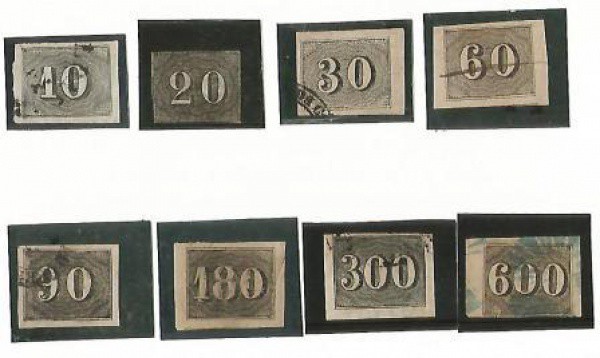 AV9713 - Série Completa - Selos Verticais - 10-20-30-60-90-180-300-600 Reis - R011 a R018-Circulados