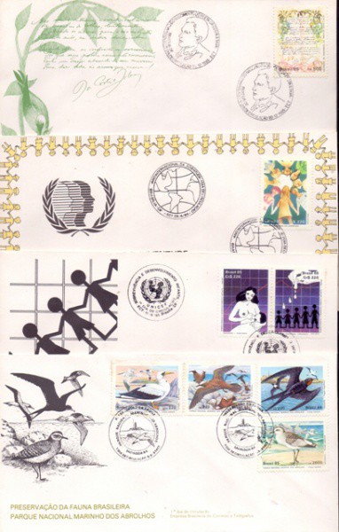 4 envelopes com selos e carimbo de 1º dia de circulação de 1985 - Preservação da Fauna Brasileira -