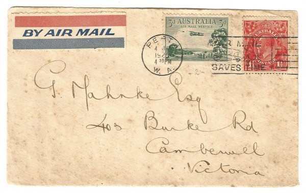 História Postal Universal: Fragmento de envelope circulado da Austrália para o Brasil, 1929. Preserv