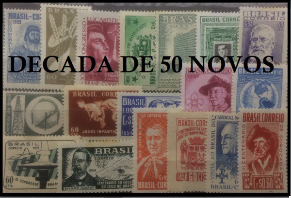 BRASIL - LOTE DE SELOS DA DECADA DE 50 NOVOS - SELOS EM EXCELENTE ESTADO DE CONSERVAÇÃO !