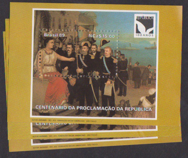 Brasil 1989 - República. 3 blocos sem carimbo com goma em perfeito estado de conservação!