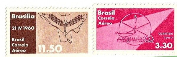 BRASIL - A96-97 Selo Aéreo-brasília-plano Piloto-ano 1960