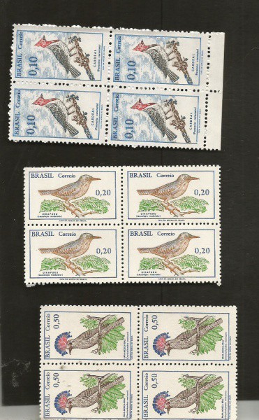 3 QUADRAS BRASIL PASSAROS BRASILEIROS, CARDEAL, UIRAPURU, PAPA MOSCAS