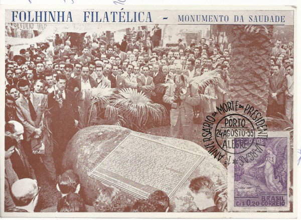 BRASIL - FOLHINHA FILATÉLICA - MONUMENTO DA SAUDADE  1955