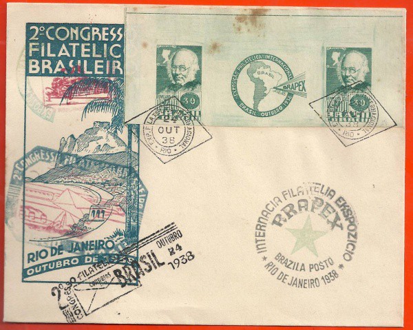 BRASIL - ENVELOPE C/ SELO  - CARIMBO 1938