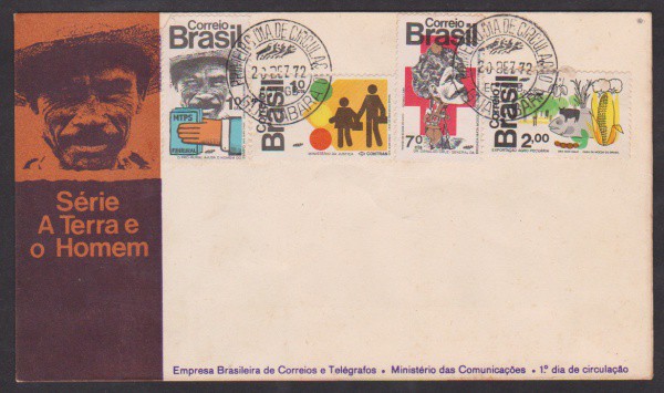 Brasil 1972 - Série A terra e o homem. FDC oficial completo com série carimbos do primeiro dia de ci