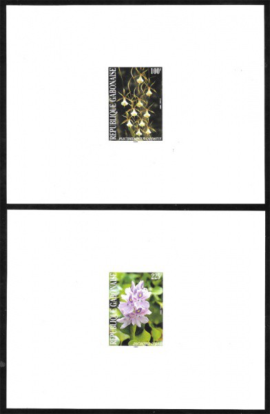 Gabão - Série de 2 raras provas de luxo de selos alusivos ao tema flora!