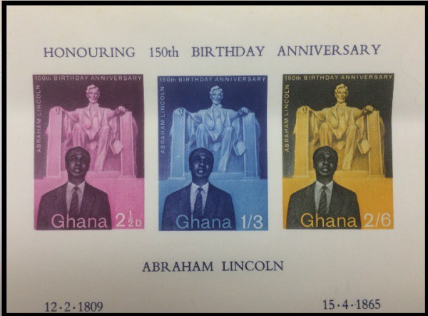 GHANA - BLOCO  COM HOMENAGEM ABRAHAM LINCOLN  - SELOS EM ESTADO MINT DE CONSERVAÇÃO !