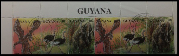 DINOSSAUROS - BLOCO GRANDE COM 6 SELOS COM O TEMA FAUNA PRÉ HISTÓRICA - SELOS EM ESTADO MINT DE CONS