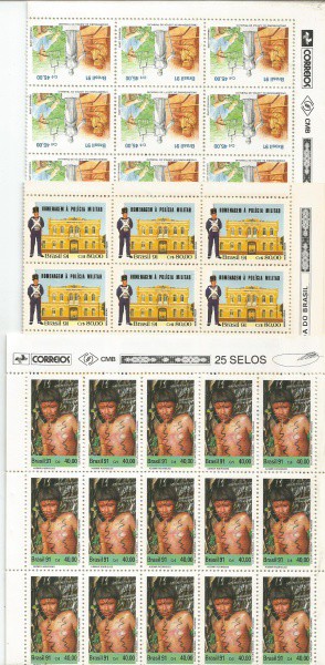brasil, 3 folhas novas de selos, rhm mais de 101