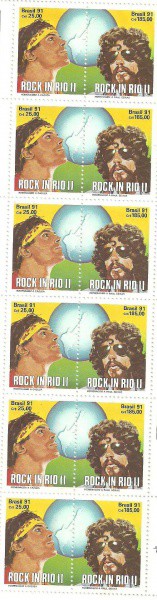 Cartela de selos - Festival Rock in Rio II - ano 91