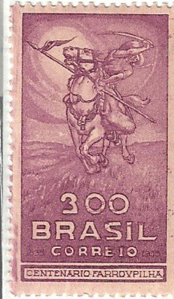 BRASIL- Selo centenario farroupilha 1 porte interno e upa C92 300r RHM175