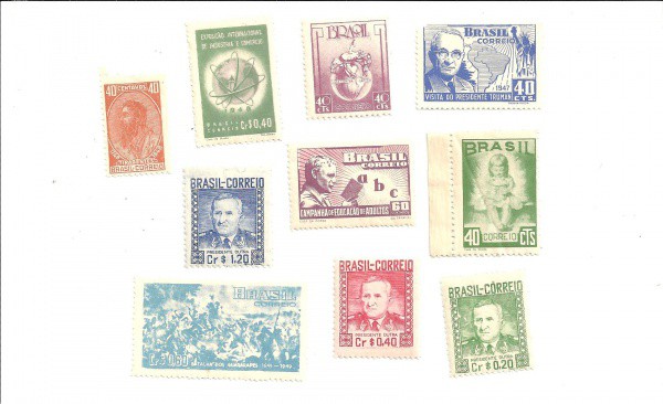 10 SELOS COMEMORATIVOS DO BRASIL C230 a  233 / -C237 -/ C239 a C243