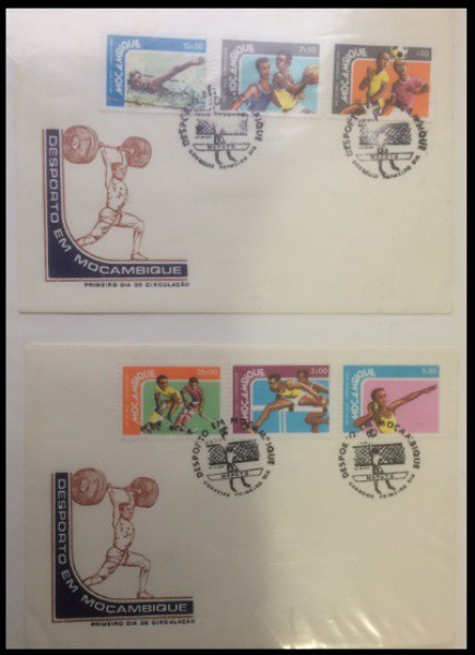 MOÇAMBIQUE - PARTE DE UMA COLEÇÃO COM SELOS E ENVELOPES EM ESTADO MINT DE CONSERVAÇÃO ! TEMA ESPORTE