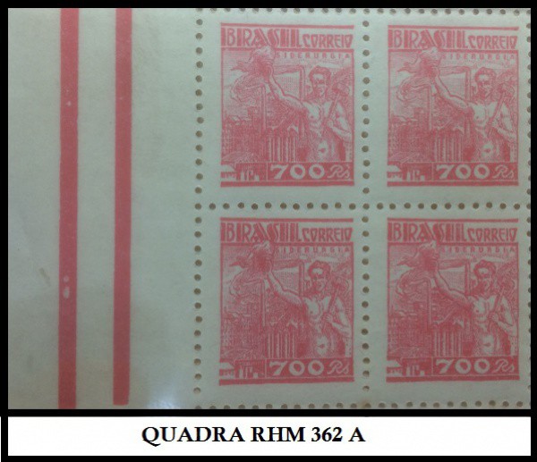 BRASIL - QUADRA SEM CARIMBO EM EXCELENTE ESTADO DE CONSERVAÇÃO MUITO ESCASSO RHM 362 A - EM ESTADO M