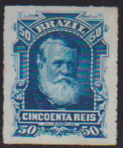 Brasil 1877 - Selo 50rs. Barba Branca, sem carimbo perfeito e com cores nítidas. Valor de catálogo e