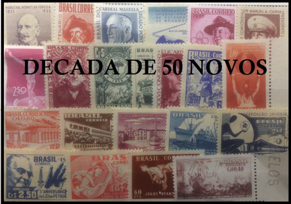 BRASIL - LOTE DE SELOS DA DECADA DE 50 NOVOS - SELOS EM EXCELENTE ESTADO DE CONSERVAÇÃO !