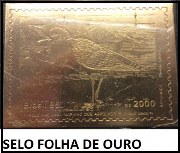 FILATELIA - SELO EM FOLHA DE OURO ANO 1985 ABROLHOS  BELISSIMA