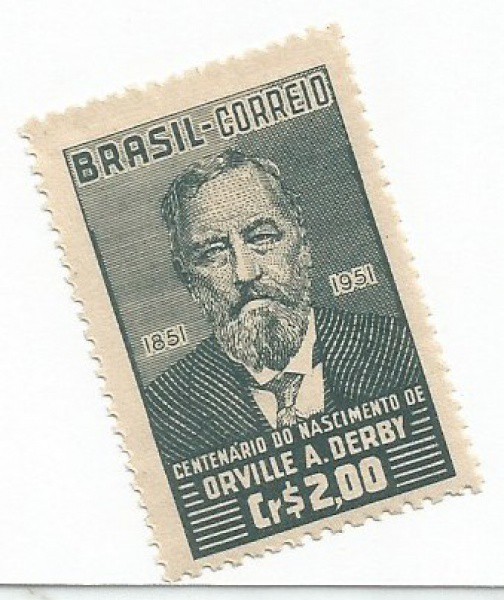 selo centenário do nascimento de orville a. derby 1851-1951 c266 novo