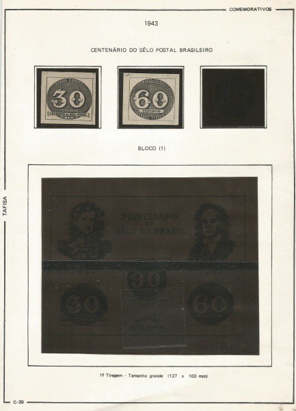 2 selos brasil, 30 e 60 alusivo olhos de boi 1943
