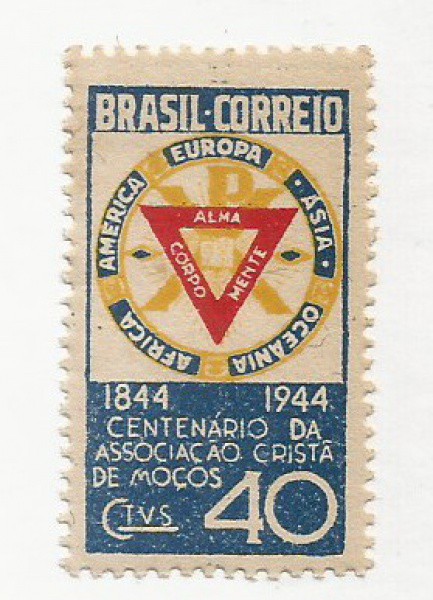 selo brasil centenario da associação cristã de moços 1844-1944