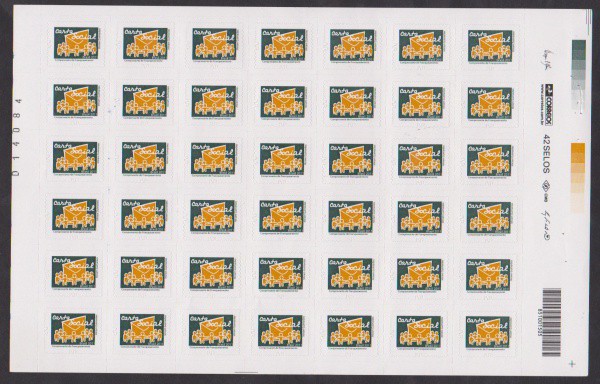 Brasil - Selo para carta social. Muito rara folha completa de 42 selos para carta social!  Selos aut