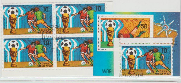 BLOCO, E SELOS C CARIMBO DE 1 DIA,,,ALUSIVO A FUTEBOL