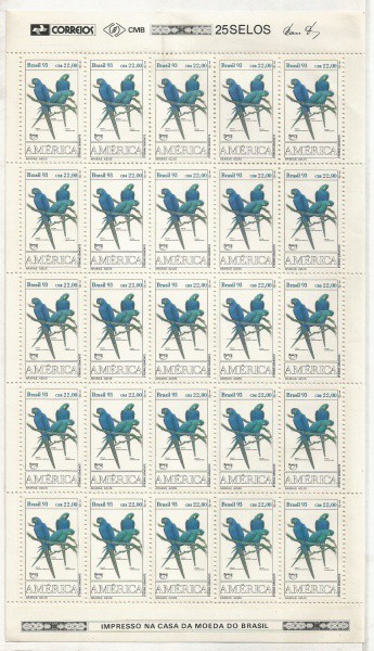 brasil, folha nova araras azuis 1993