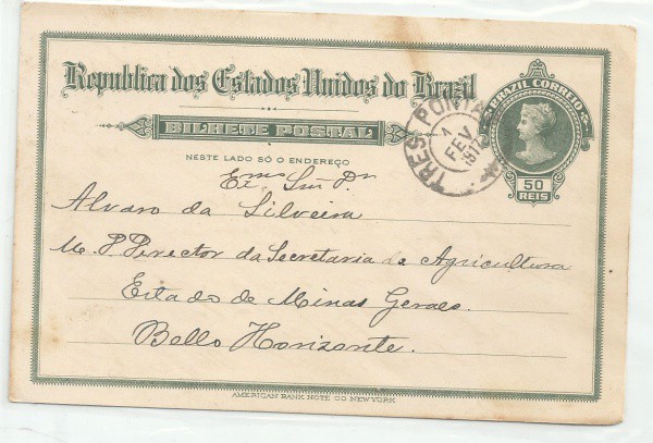 brasil, bilhete postal 1917