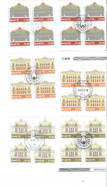 6 QUADRAS DO BRASIL - CARIMBO CBC + 1 ° DIA - RHM 1076/77/78 - 1978