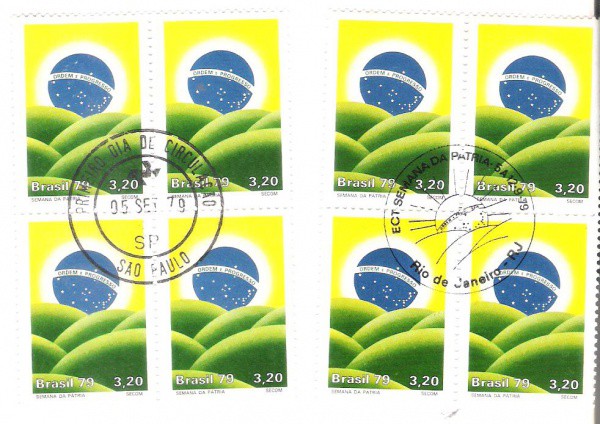 2 QUADRAS DO BRASIL - CARIMBO CBC + 1° DIA - RHM 1103 - 1979