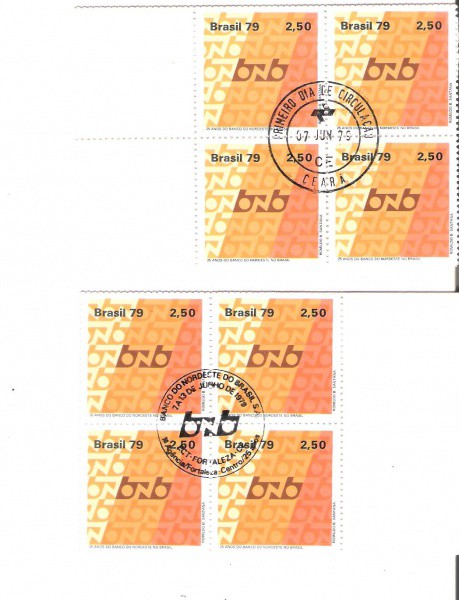 2 QUADRAS DO BRASIL - CARIMBO CBC + 1° DIA - RHM 1094 - 1979