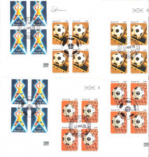 6 QUADRAS DO BRASIL - CARIMBO CBC + 1° DIA - RHM 1030/31/32 - 1978