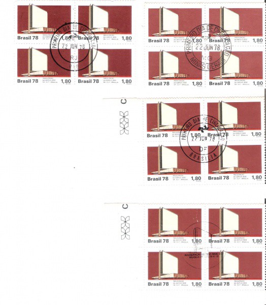 4 QUADRAS DO BRASIL - CARIMBO CBC + 1 DIA - RHM 1040 - 1978