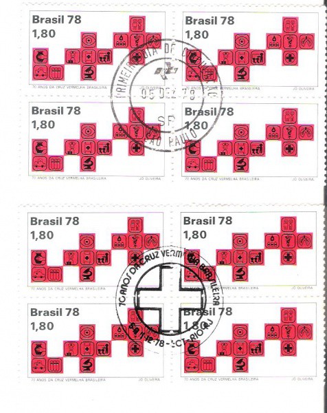 2 QUADRAS DO BRASIL - CARIMBO CBC + 1° DIA - RHM 1075 - 1978