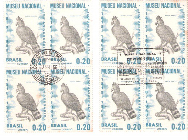 2 QUADRAS DO BRASIL - CARIMBO CBC + 1° DIA - RHM 598 - 1968