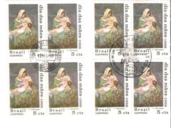 2 QUADRAS DO BRASIL - CARIMBO CBC + 1° DIA - RHM 597 - 1968