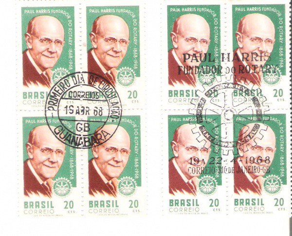 2 QUADRAS DO BRASIL - CARIMBO CBC + 1° DIA - RHM 593 - 1968