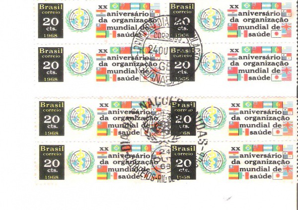 2 QUADRAS DO BRASIL - CARIMBO CBC + 1° DIA - RHM 615 - 1968