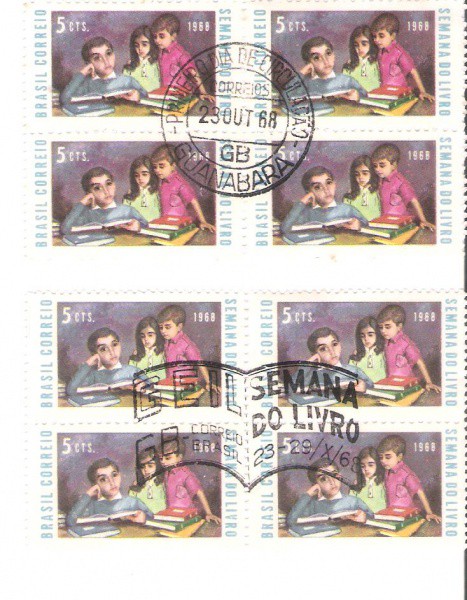 2 QUADRAS DO BRASIL - CARIMBO CBC + 1° DIA - RHM 614 - 1968