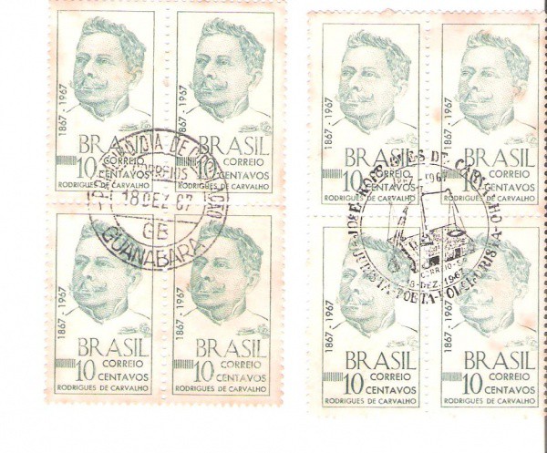 2 QUADRAS DO BRASIL - CARIMBO CBC + 1° DIA - RHM 588 - 1967