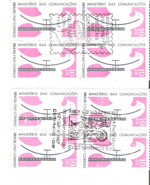 2 QUADRAS DO BRASIL - CARIMBO CBC + 1° DIA - RHM 571 - 1967