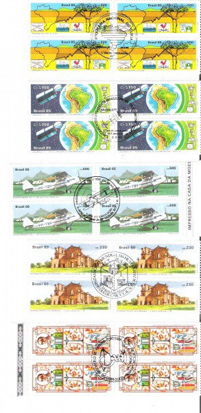 5 QUADRAS DO BRASIL - CARIMBO CBC - RHM 1454/48/91/43/39 - 1985