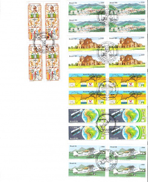 6 QUADRAS DO BRASIL - CARIMBO CBC - RHM 1439/43/47/48/91/54 - 1985