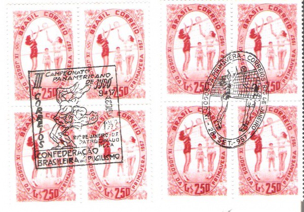 2 QUADRAS DO BRASIL - CARIMBO CBC - RHM 392 - 1957