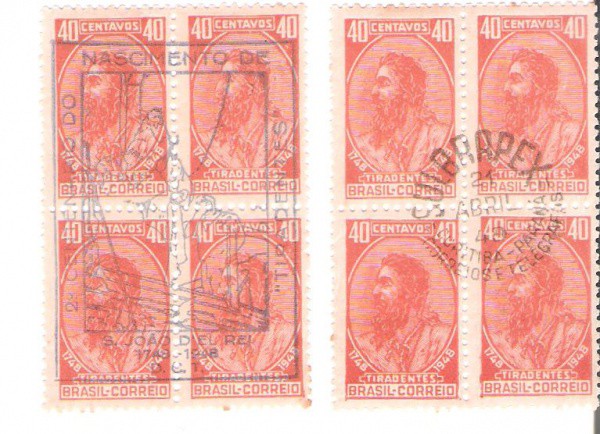 2 QUADRAS DO BRASIL - CARIMBO CBC + 1° DIA - RHM 240 - 1948