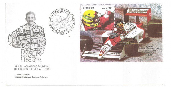 FDC-465 - TEMA AIRTON SNENA - BLOCO CARIMBO CBC - 1989