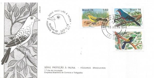 FDC-150 - TEMA PASSAROS - CARIMBO CBC + 1° DIA - 1978